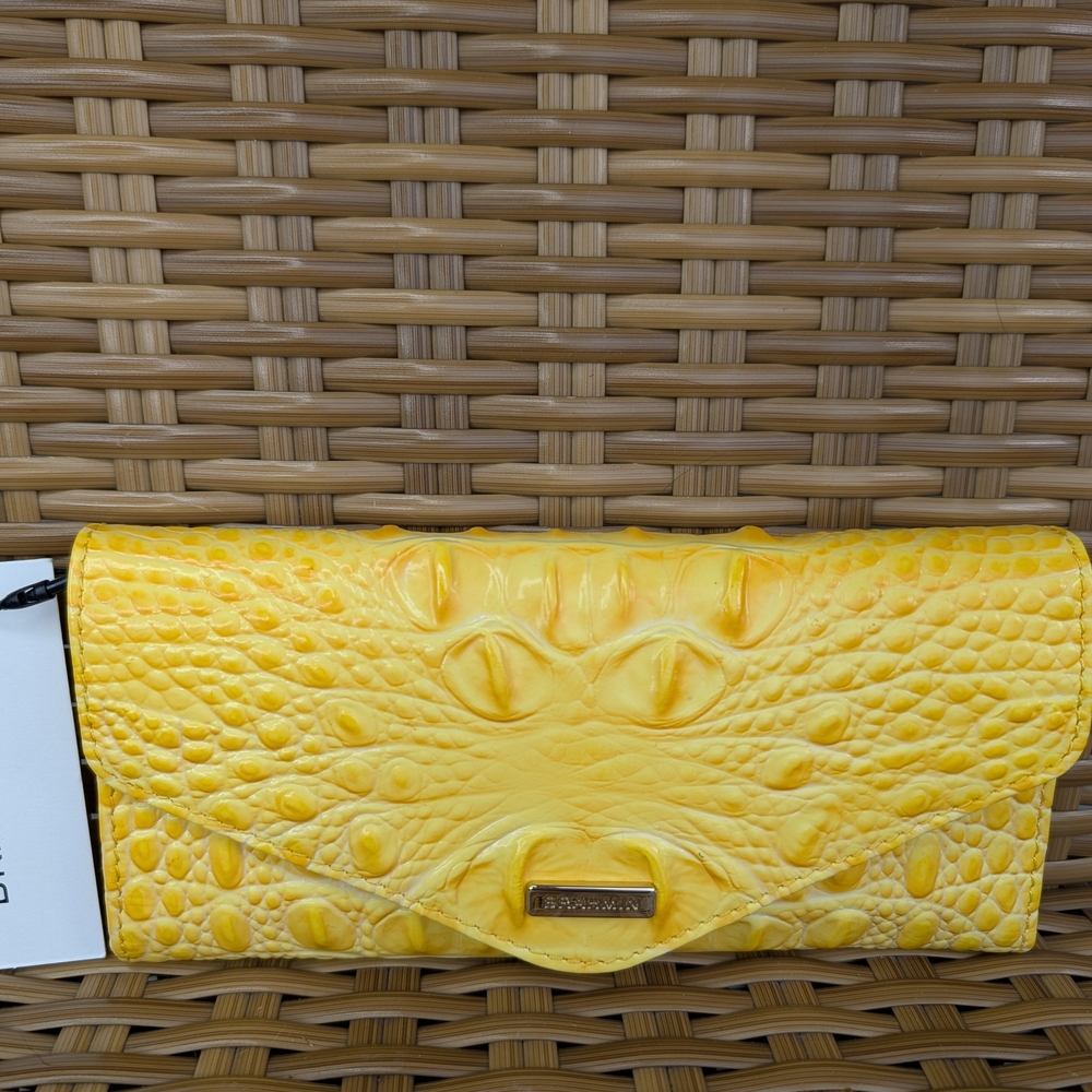 Brahmin Veronica Buttercup Melbourne Yellow Croc Embossed Leather Clutch Wallet - Picture 2 of 16
